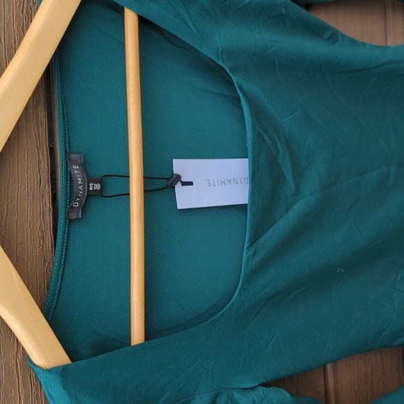 Women's Dynamite Teal Long Sleeve Bodysuit With Stretch - Size Small NWT - Picture 2 of 5
